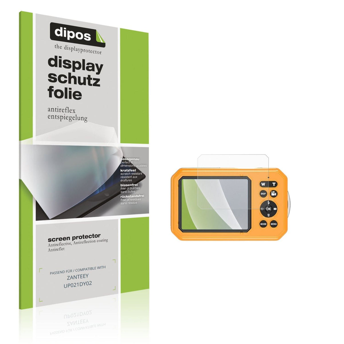 Matte Displayschutzfolie von dipos passend für ZANTEEY UP021DY02, präziser Zuschnitt und blasenfrei montiert