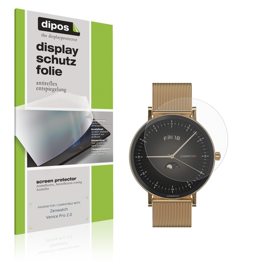 Matte Displayschutzfolie von dipos passend für Zenwatch Venice Pro 2.0, präziser Zuschnitt und blasenfrei montiert