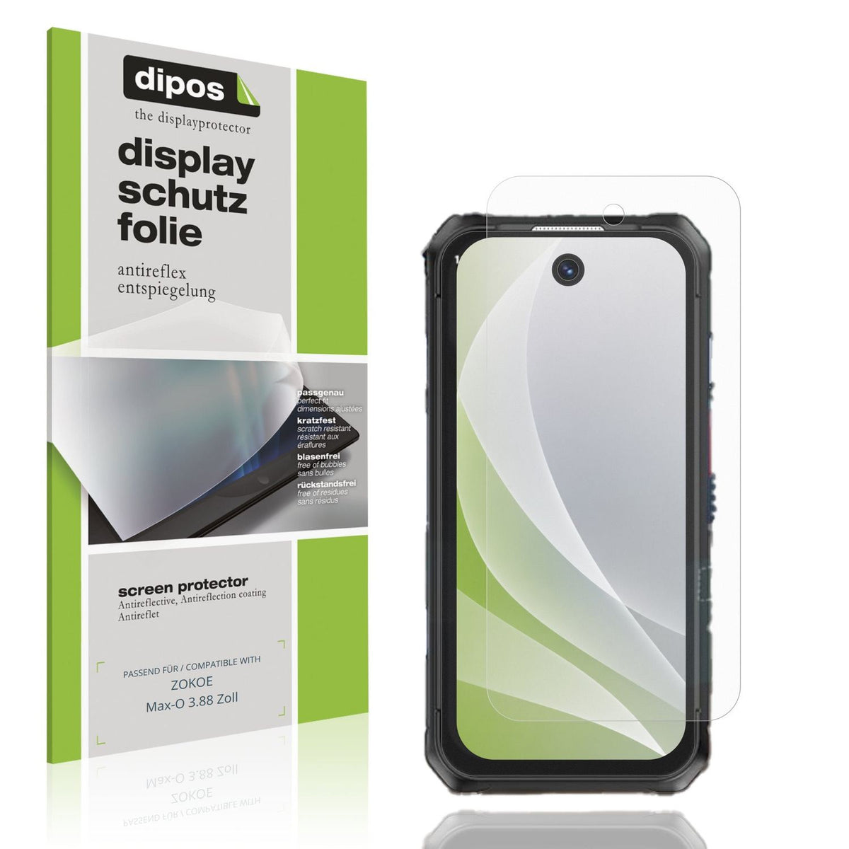 Matte Displayschutzfolie von dipos passend für ZOKOE Max-O 3.88 Zoll, präziser Zuschnitt und blasenfrei montiert