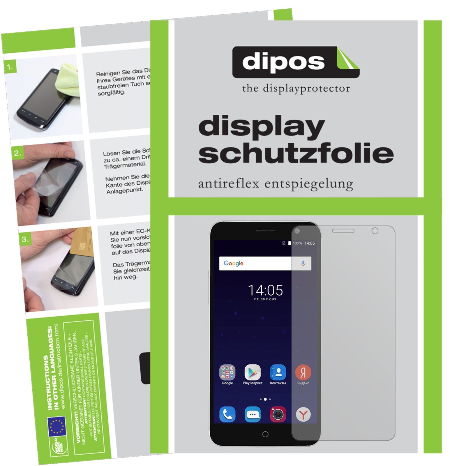 Matte Displayschutzfolie von dipos passend für ZTE Blade V7 Plus, präziser Zuschnitt und blasenfrei montiert