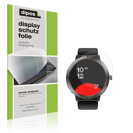 Matte Displayschutzfolie von dipos passend für ZWOIVHE Alpha Sport 1.32, präziser Zuschnitt und blasenfrei montiert