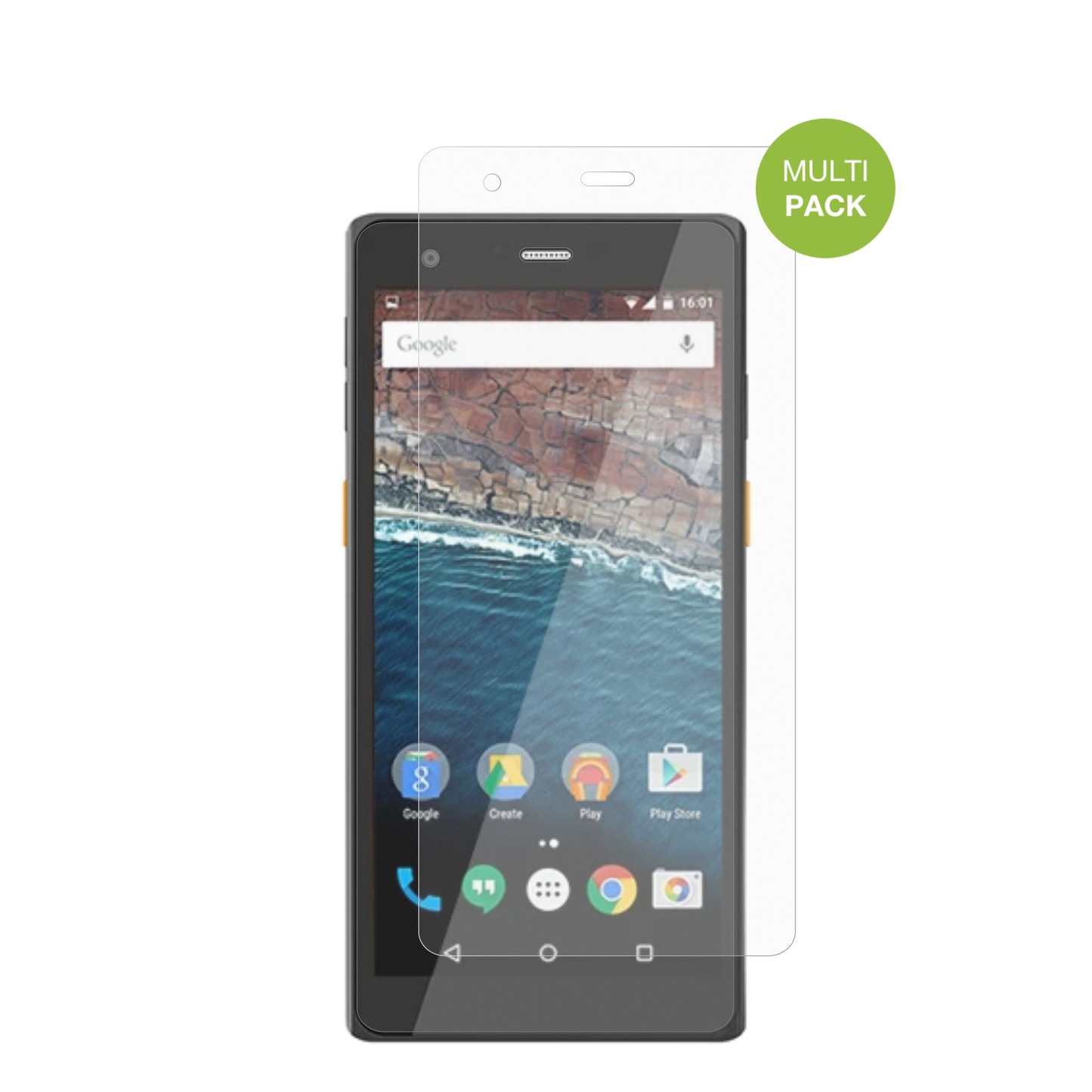 Scorpion6x V2 mit aufgebrachter dipos Displayschutzfolie, die lästige Fingerabdrücke minimiert