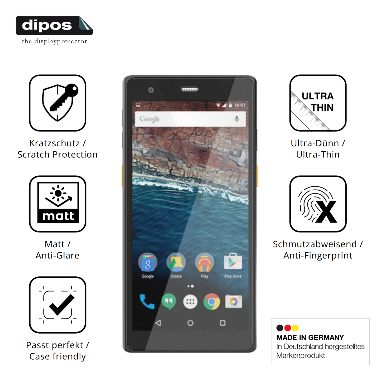 Displayschutz hergestellt in Deutschland, höchste Qualität made in Germany