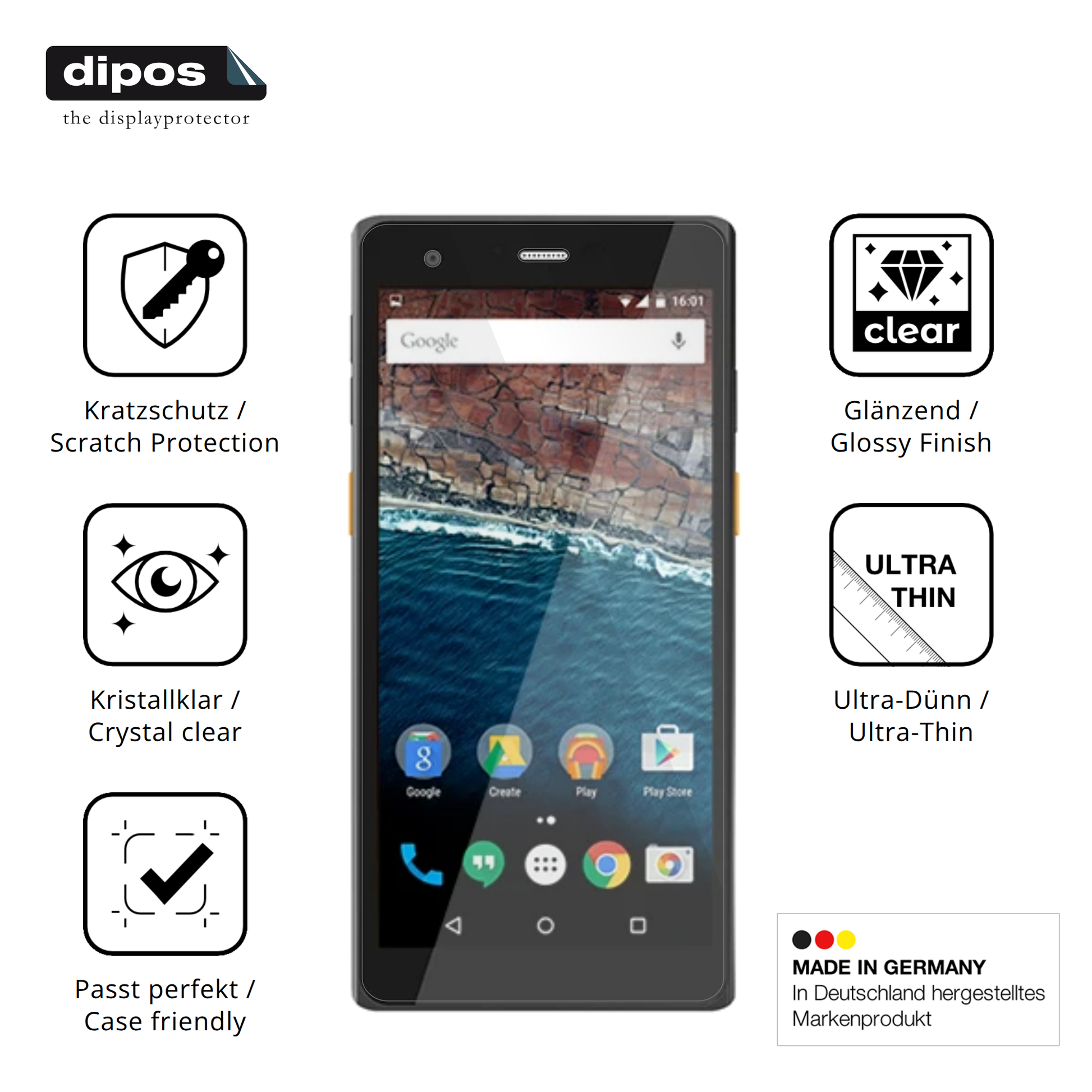 Displayschutz hergestellt in Deutschland, höchste Qualität made in Germany