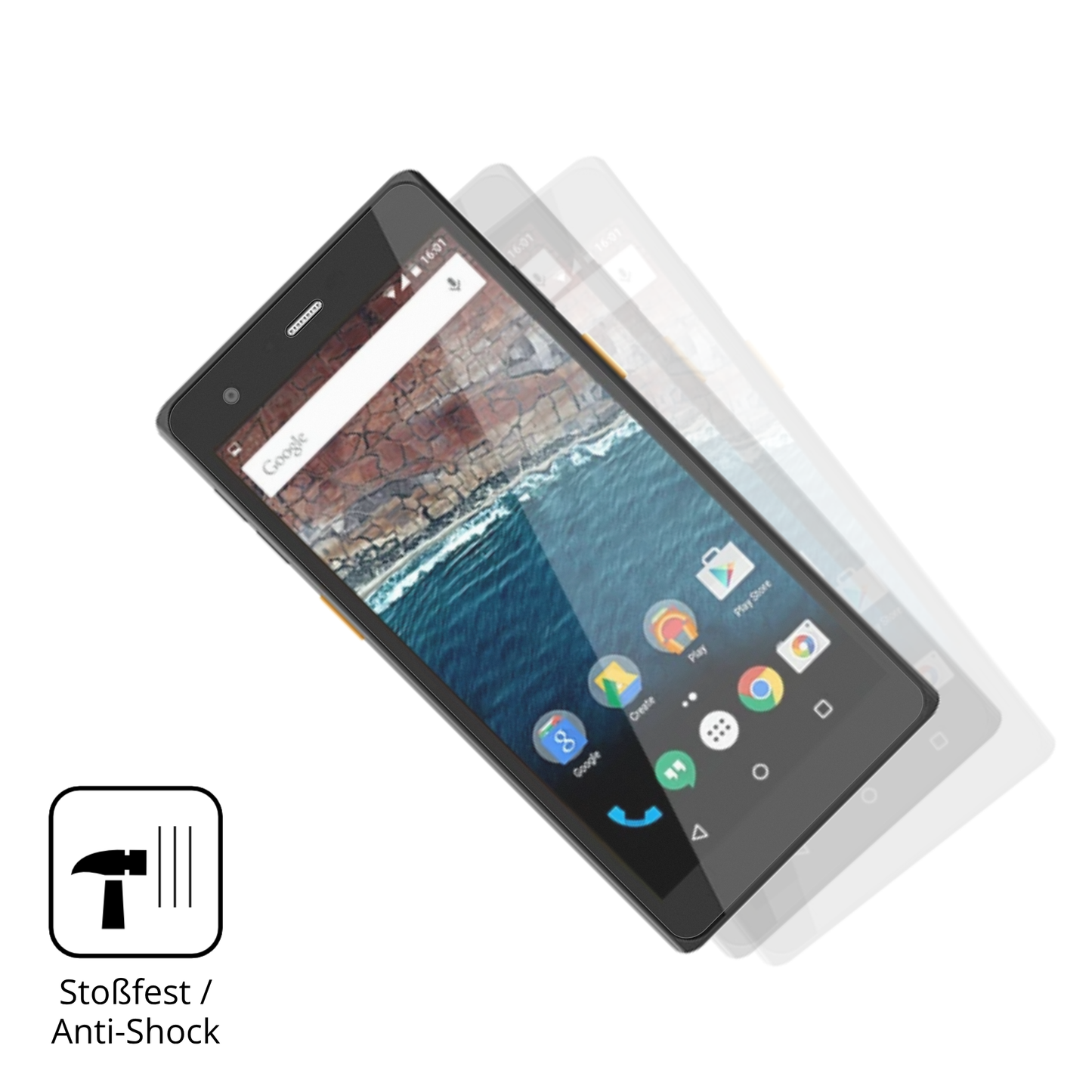 Schutz gegen Kratzer auf dem Scorpion 6x V2 Glas durch Schlüssel, Stöße gegen die Tischkante oder Stürze