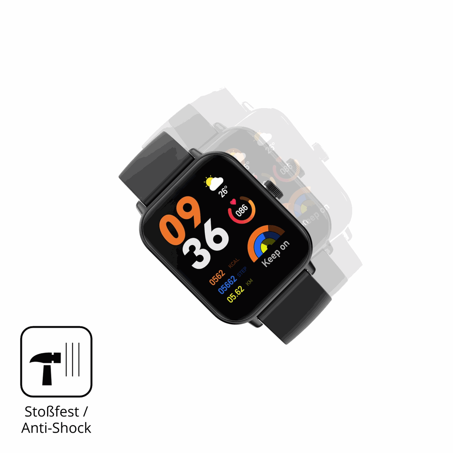 Schutz gegen Kratzer auf dem Sector Smartwatch S-07 Glas durch Schlüssel oder Ähnliches