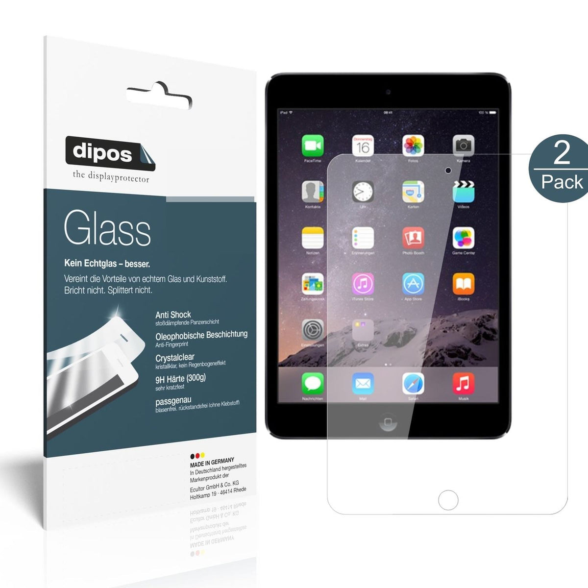 1x 9H Schutzfolie für Apple iPad Mini 1 / 2 / 3 Panzerfolie