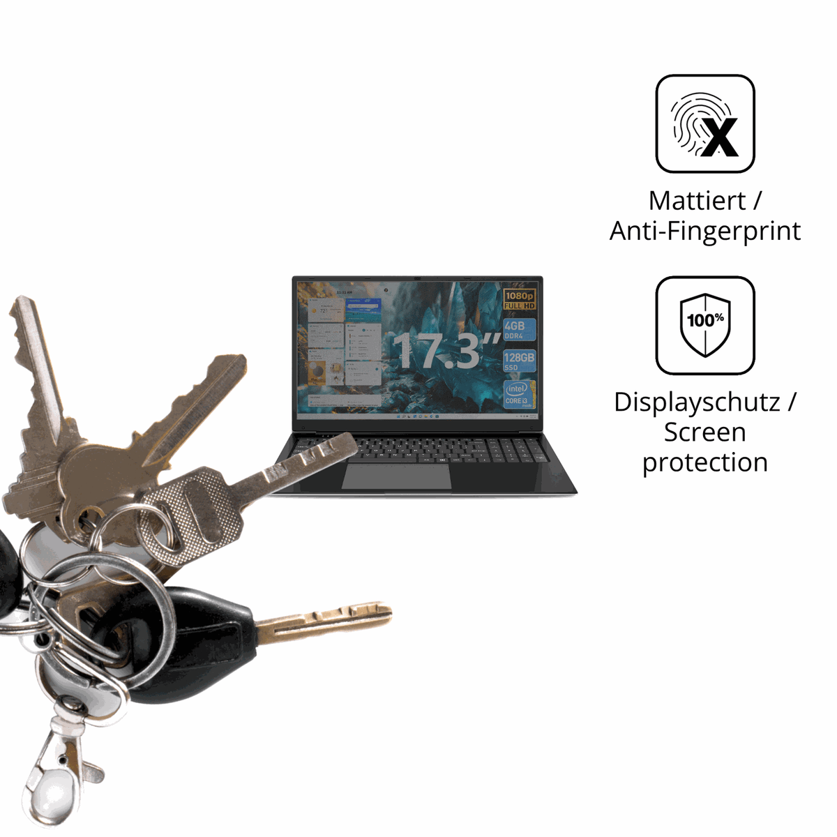 dipos Displayschutz für SGIN M17S, mattierte Oberfläche, Blickschutzfilter und perfekter Passform
