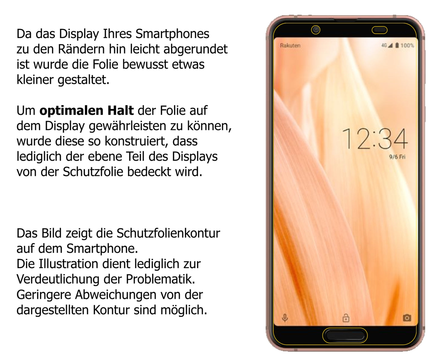dipos Displayschutz für Sharp Aquos Sense3, transparente Oberfläche, perfekte Passform auch für die Rundungen