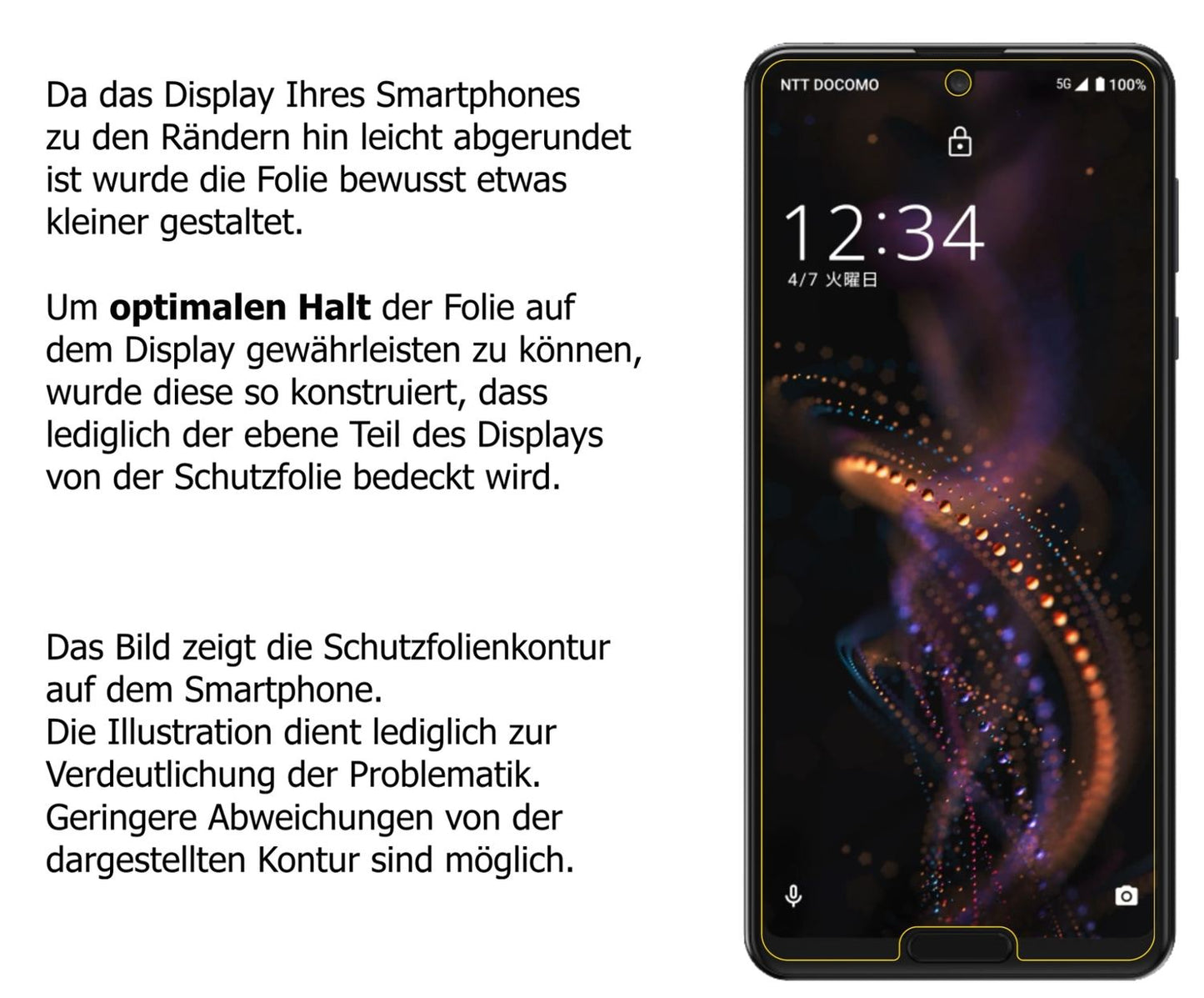 Schutzfolie mit optimaler Passform, zur Verwendung mit Hüllen geeignet