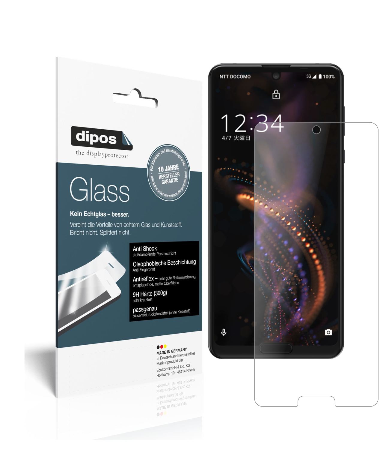 Matte Displayschutzfolie von dipos passend für Sharp Aquos R5G, 9H kratzfest und blasenfrei montiert