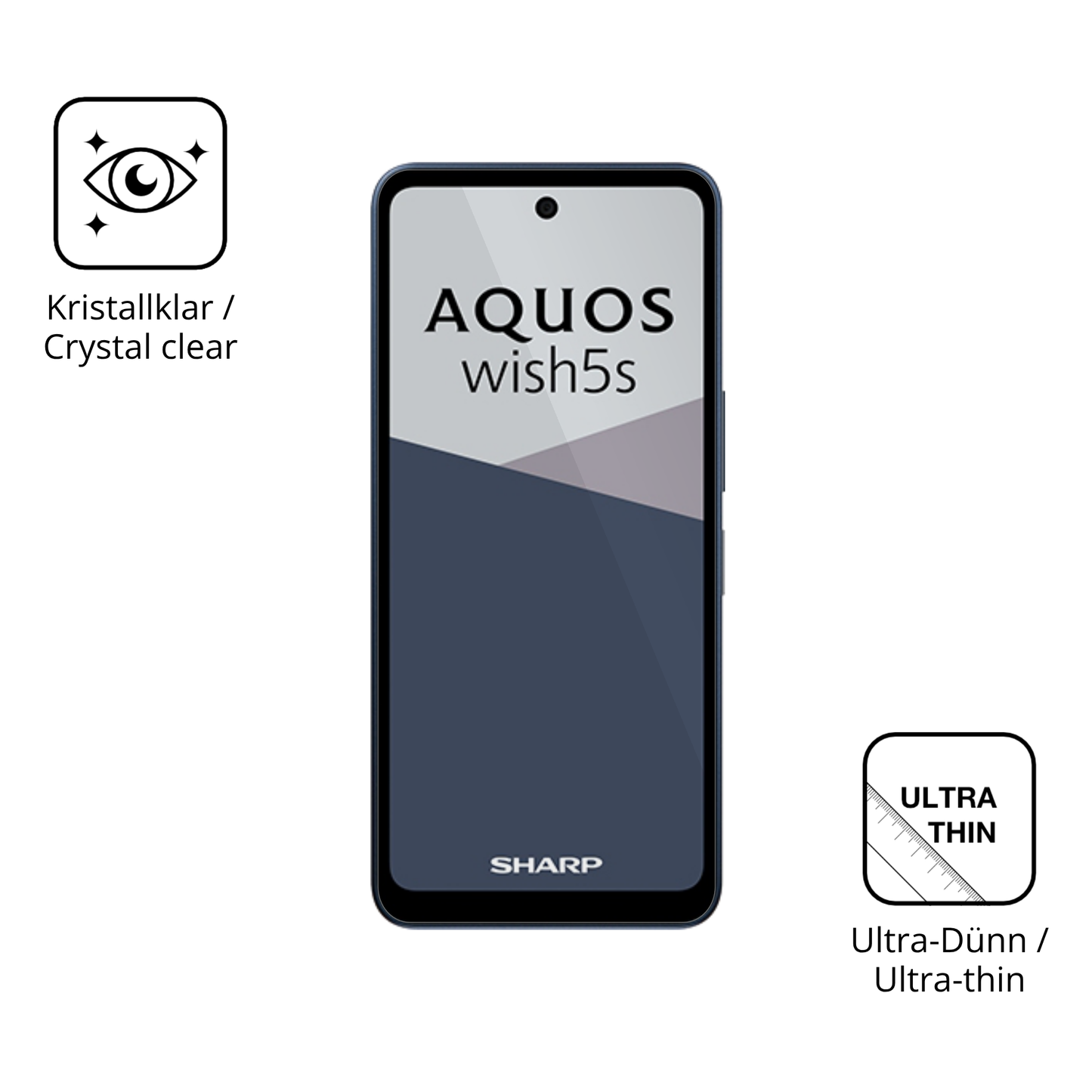 Dünne und klare Folie passend zugeschnitten für Sharp Aquos wish5s