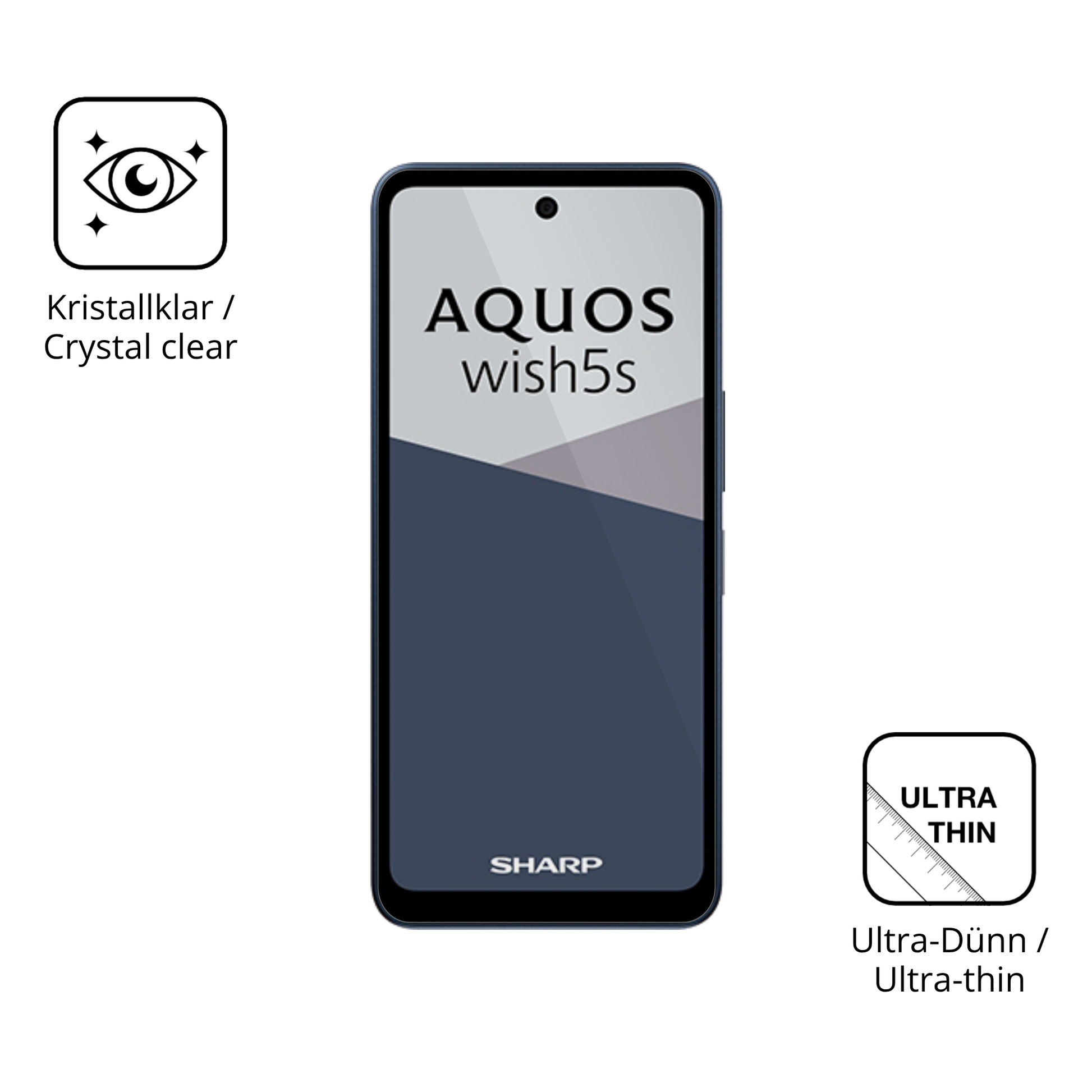 Dünne und klare Folie passend zugeschnitten für Sharp Aquos wish5s