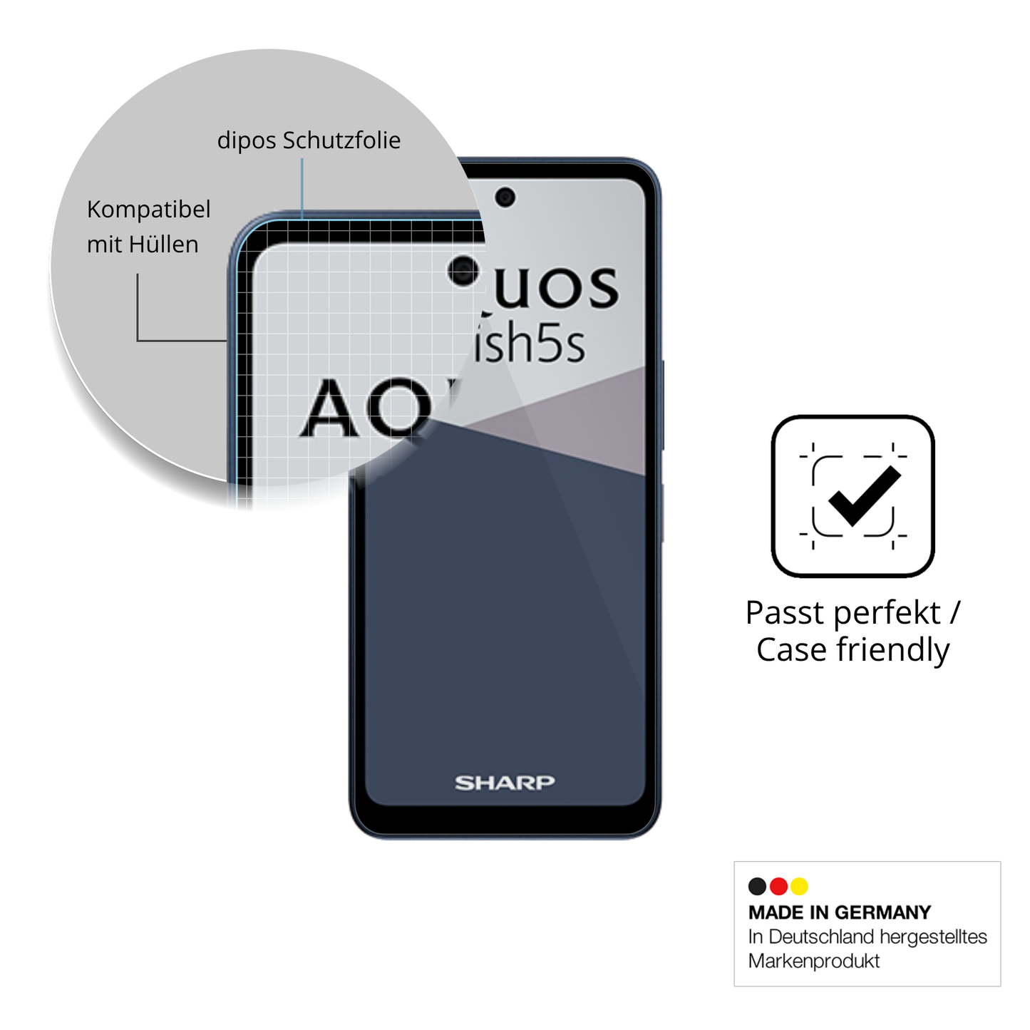 Schutzfolie mit optimaler Passform, zur Verwendung mit Hüllen geeignet