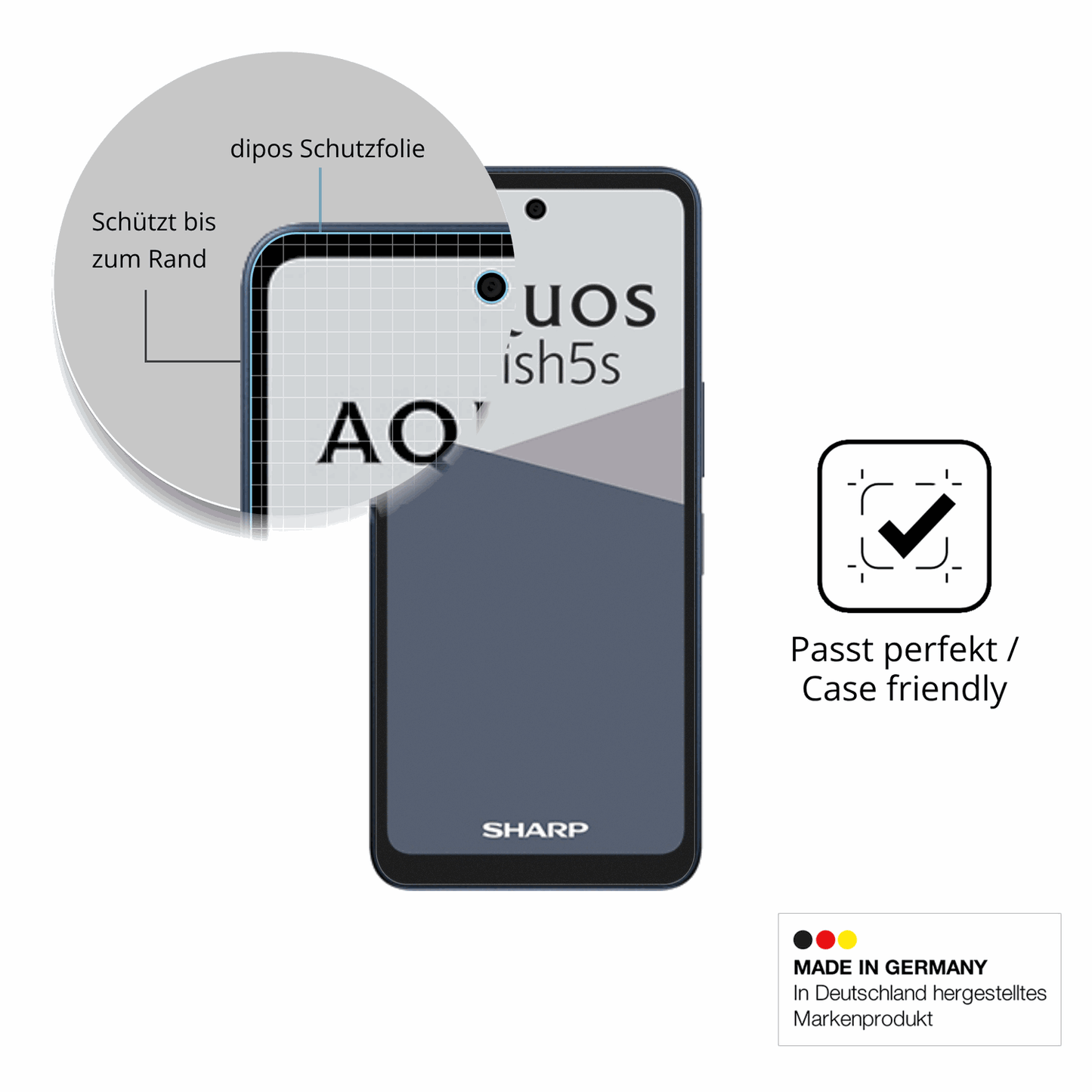 Schutzglasfolie mit optimaler Passform, zur Verwendung mit Hüllen geeignet