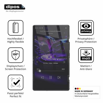 Flexible TPU-Folie passend zugeschnitten für AHENOD G15 MP3-Player, mit Privatsphäre-Schutz durch Sichtschutz-Folie