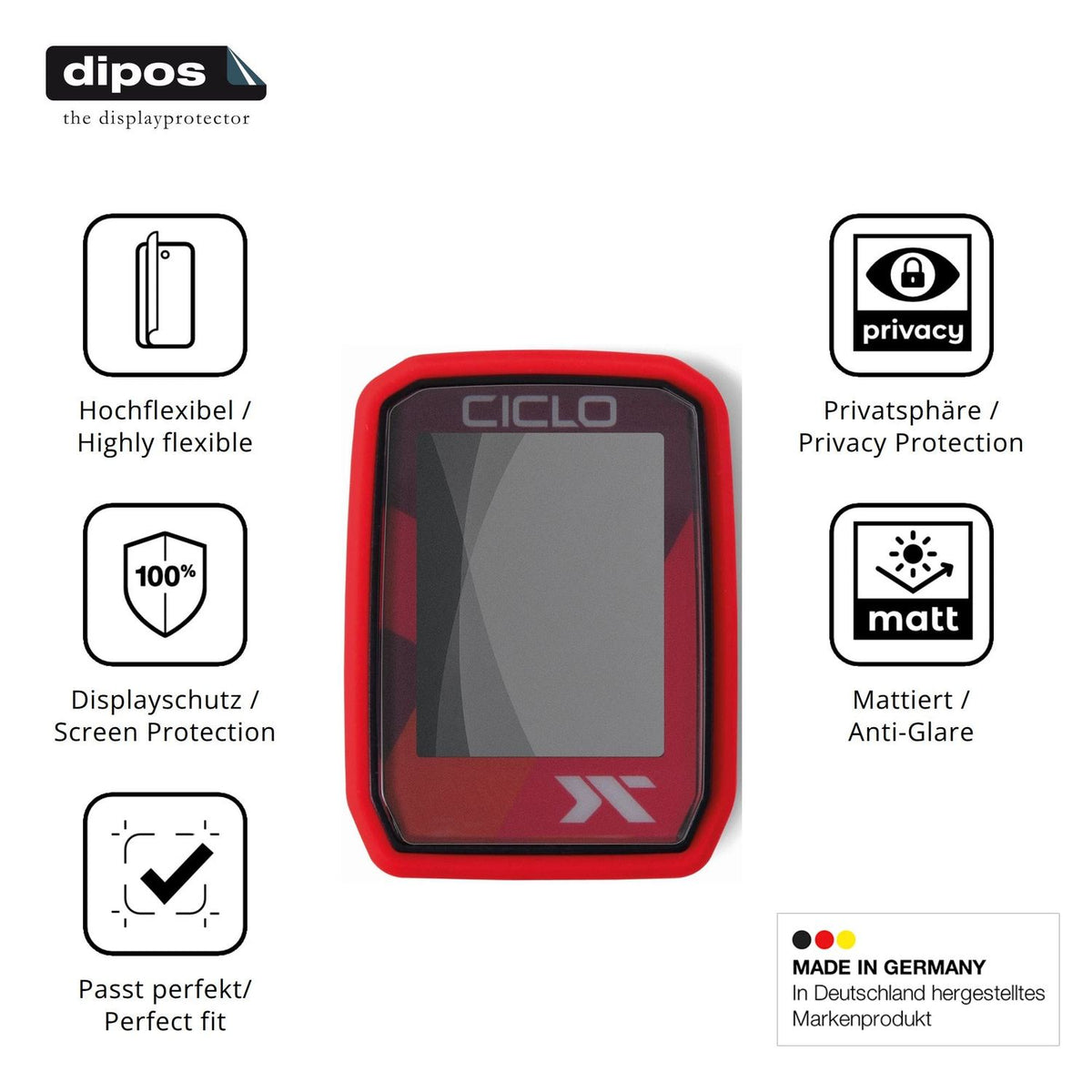Flexible TPU-Folie passend zugeschnitten für Ciclosport Protos 105, mit Privatsphäre-Schutz durch Sichtschutz-Folie