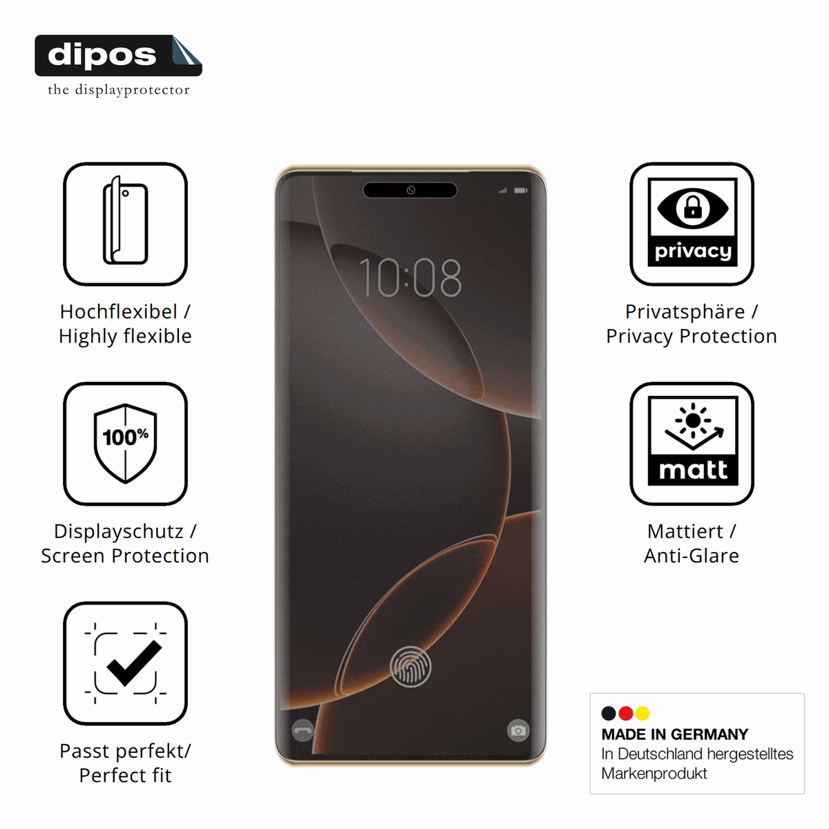 Flexible TPU-Folie passend zugeschnitten für Condor 80 Pro, mit Privatsphäre-Schutz durch Sichtschutz-Folie