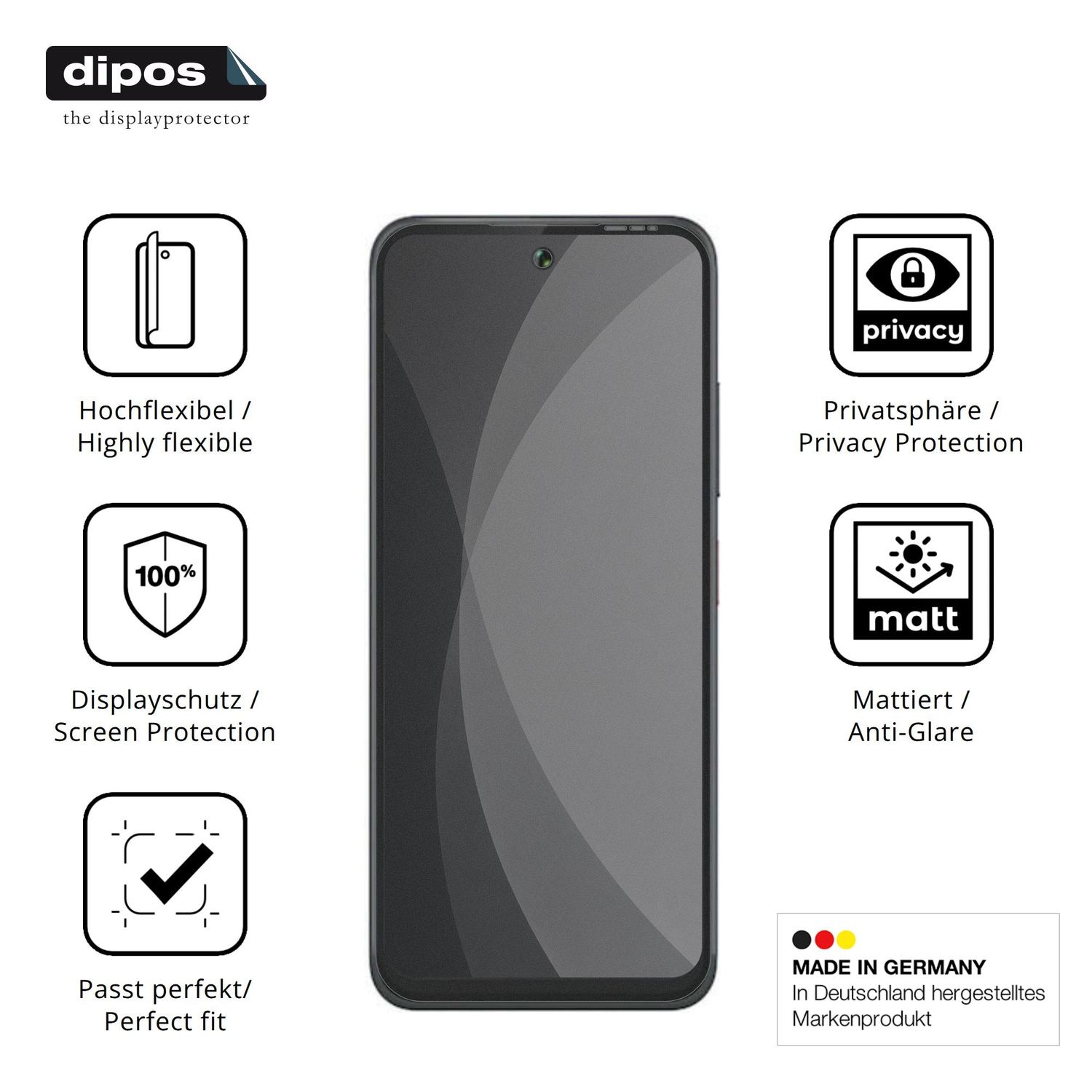 Flexible TPU-Folie passend zugeschnitten für Gigaset GP20, mit Privatsphäre-Schutz durch Sichtschutz-Folie
