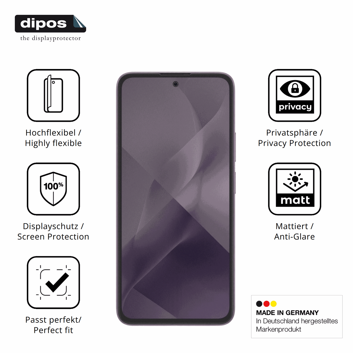Flexible TPU-Folie passend zugeschnitten für HMD Crest 2, mit Privatsphäre-Schutz durch Sichtschutz-Folie