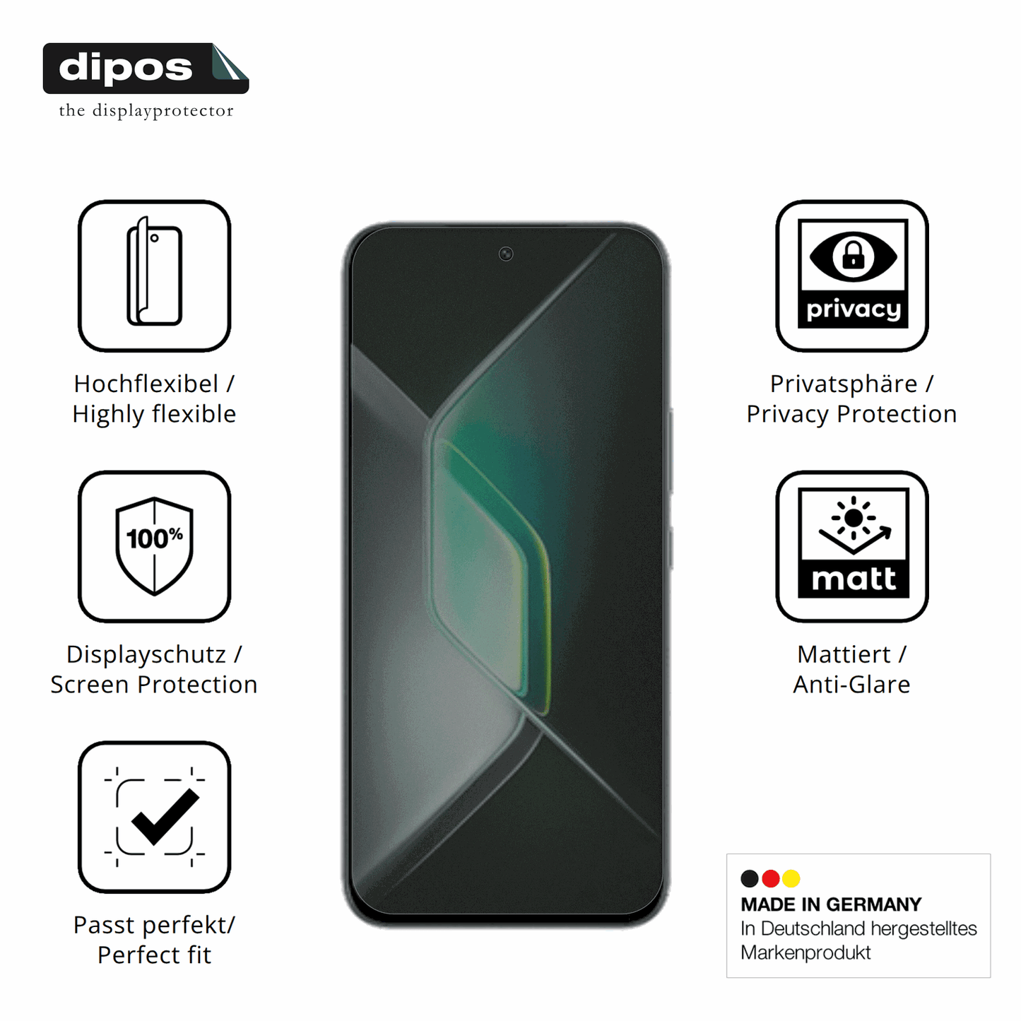 Flexible TPU-Folie passend zugeschnitten für Infinix GT 50 Pro, mit Privatsphäre-Schutz durch Sichtschutz-Folie