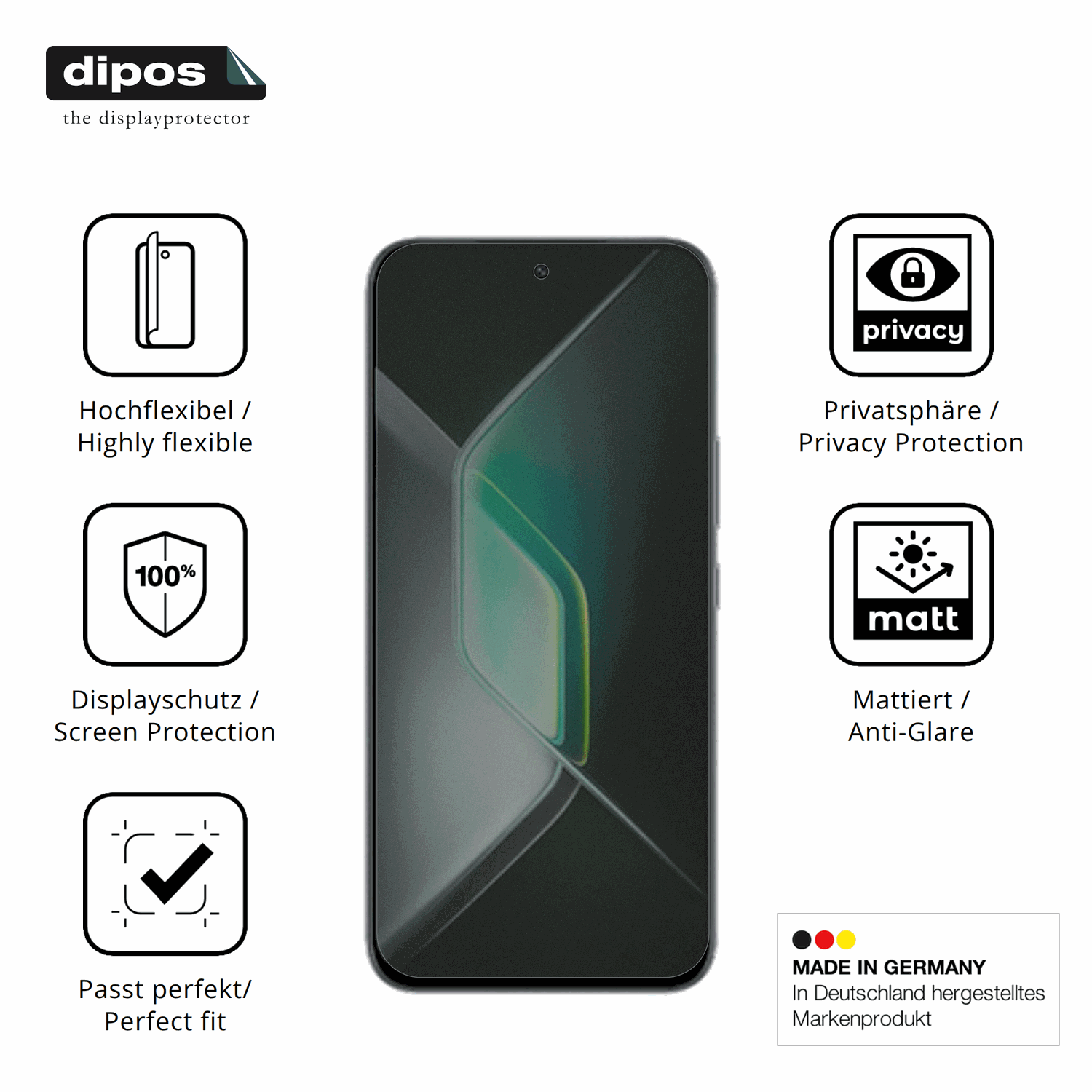 Flexible TPU-Folie passend zugeschnitten für Infinix GT 50 Pro, mit Privatsphäre-Schutz durch Sichtschutz-Folie