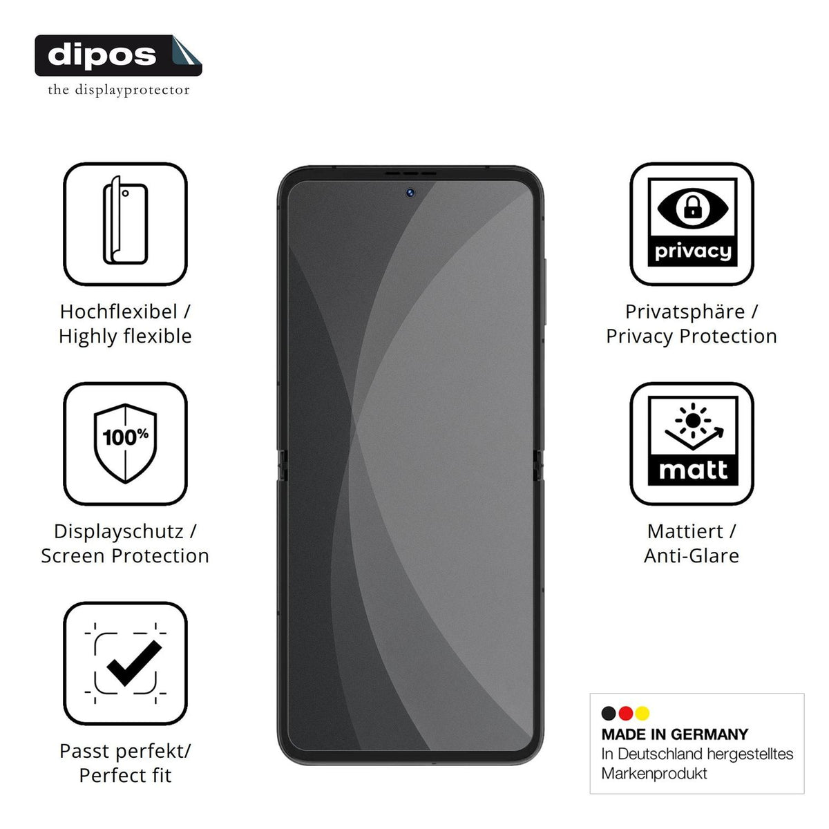 Flexible TPU-Folie passend zugeschnitten für INOI Flip, mit Privatsphäre-Schutz durch Sichtschutz-Folie