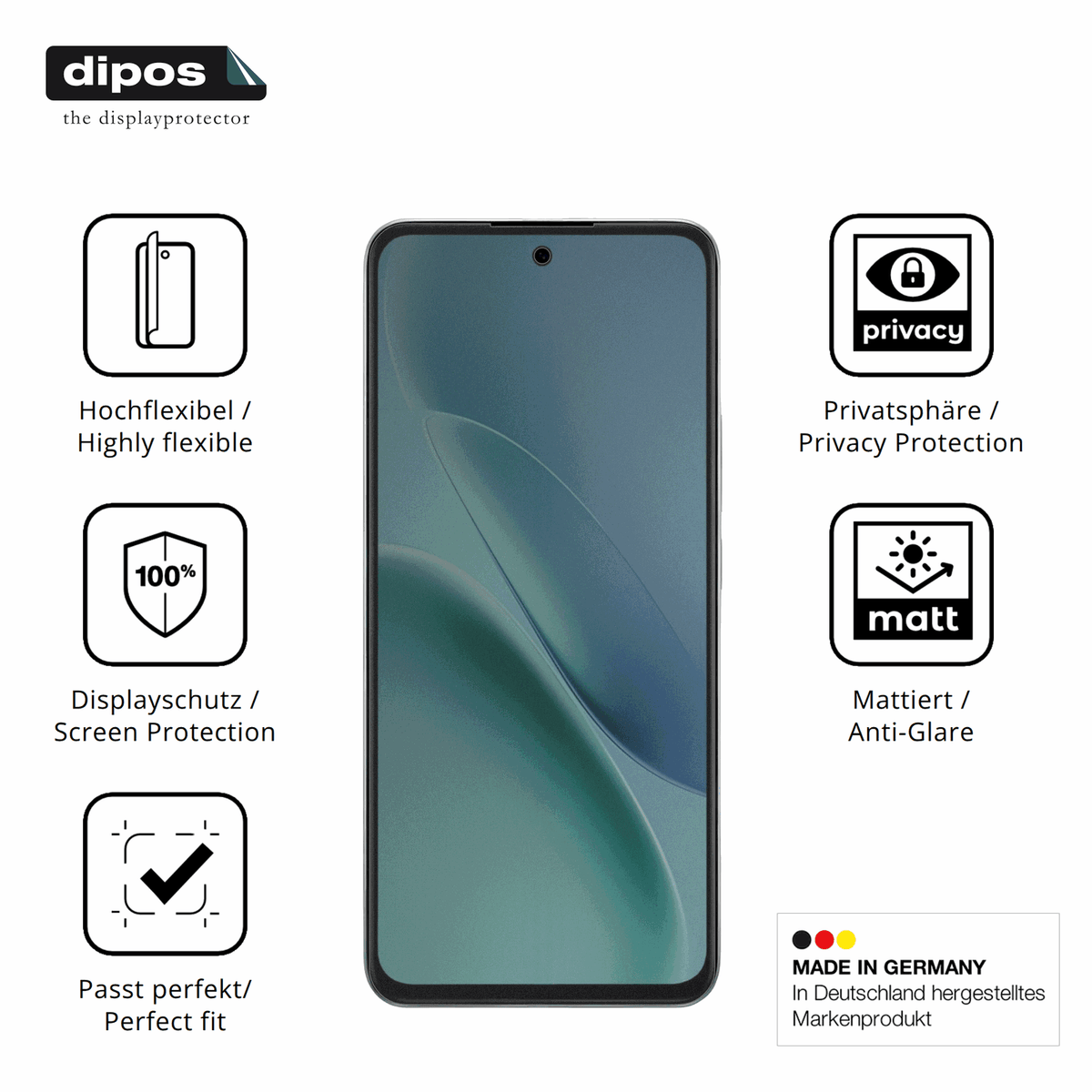Flexible TPU-Folie passend zugeschnitten für iQOO Z11x, mit Privatsphäre-Schutz durch Sichtschutz-Folie