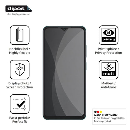 Flexible TPU-Folie passend zugeschnitten für Itel A100Cs, mit Privatsphäre-Schutz durch Sichtschutz-Folie