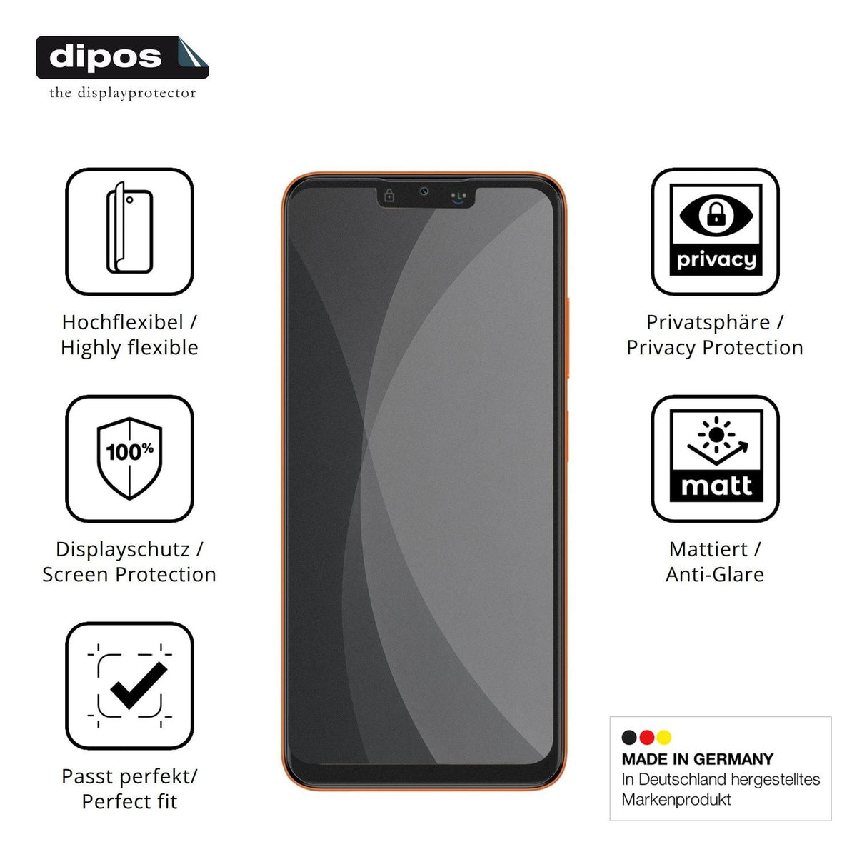 Flexible TPU-Folie passend zugeschnitten für Itel Zeno 100 Pro, mit Privatsphäre-Schutz durch Sichtschutz-Folie