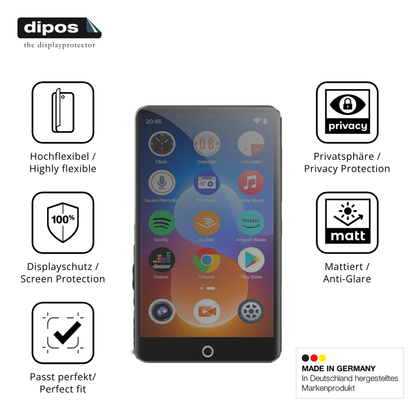 Flexible TPU-Folie passend zugeschnitten für joliker M301 MP3-Player, mit Privatsphäre-Schutz durch Sichtschutz-Folie