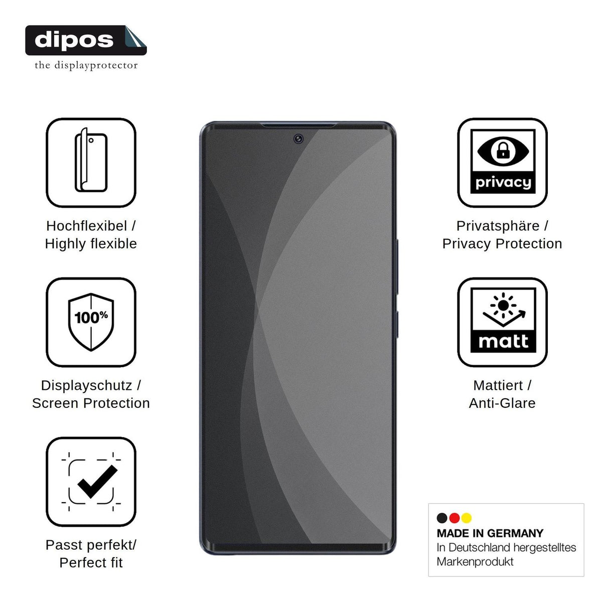 Full Cover Privacy Blickschutzfolie für Lava Aura Curve