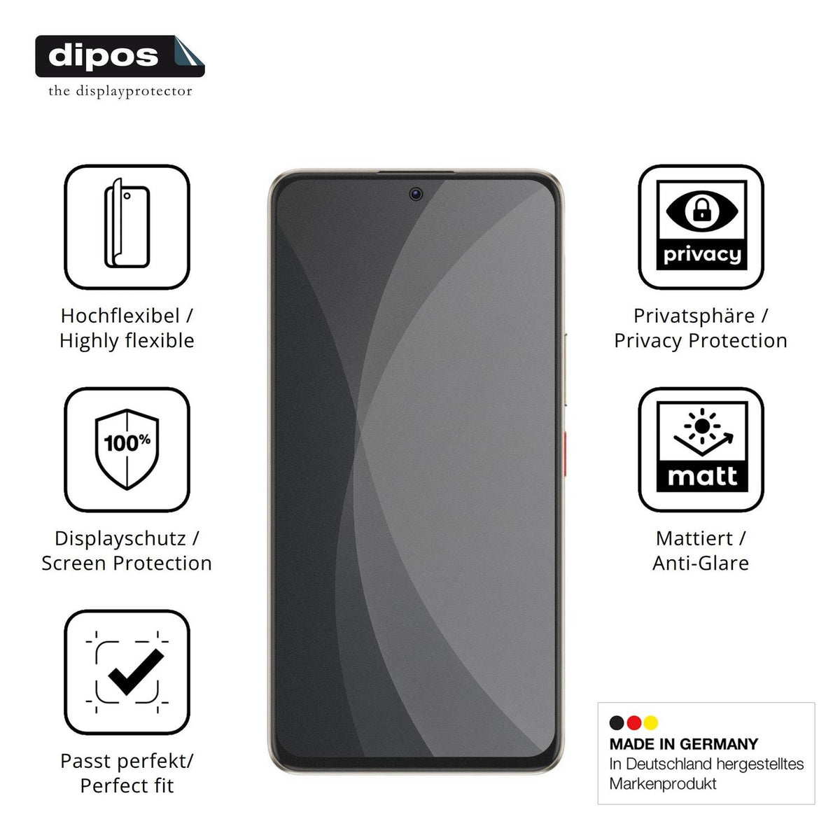 Flexible TPU-Folie passend zugeschnitten für Nubia Neo 5 Max, mit Privatsphäre-Schutz durch Sichtschutz-Folie