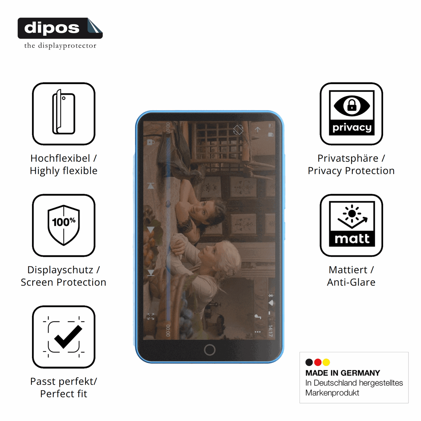 Flexible TPU-Folie passend zugeschnitten für Oilsky M303 Pro, mit Privatsphäre-Schutz durch Sichtschutz-Folie