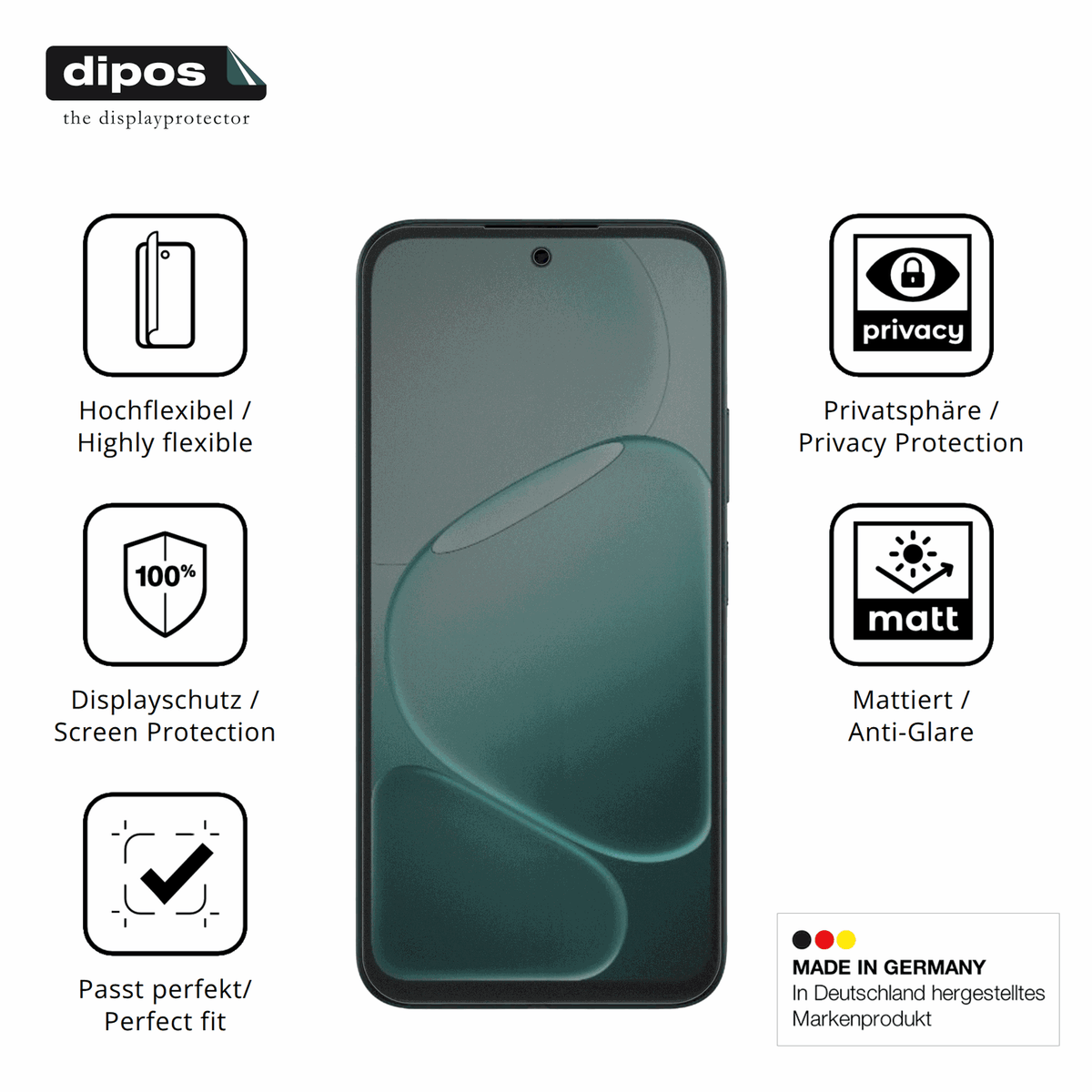 Flexible TPU-Folie passend zugeschnitten für Oppo A6 5G CPH2831, mit Privatsphäre-Schutz durch Sichtschutz-Folie