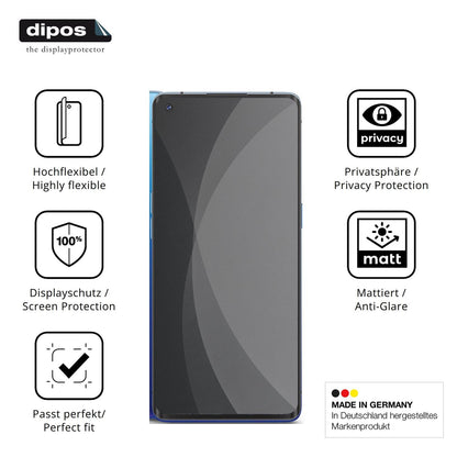 Flexible TPU-Folie passend zugeschnitten für Oppo Find X2 Neo, mit Privatsphäre-Schutz durch Sichtschutz-Folie