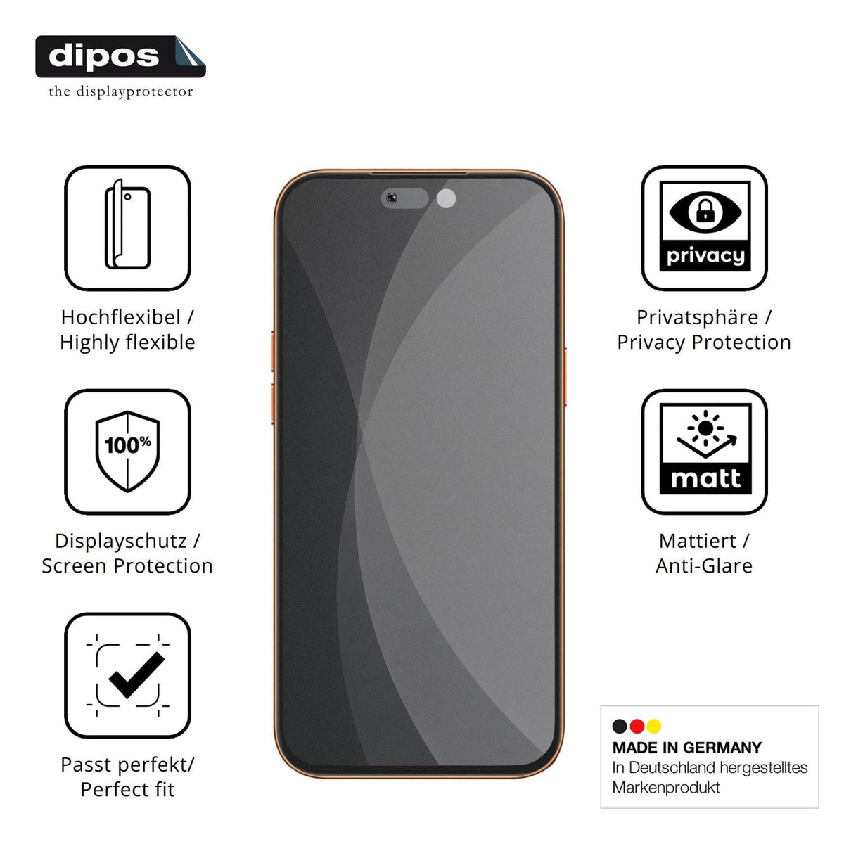 Flexible TPU-Folie passend zugeschnitten für Oukitel C17 Plus, mit Privatsphäre-Schutz durch Sichtschutz-Folie