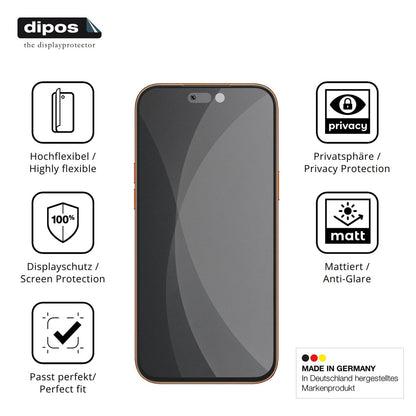 Flexible TPU-Folie passend zugeschnitten für Oukitel C17 Plus, mit Privatsphäre-Schutz durch Sichtschutz-Folie