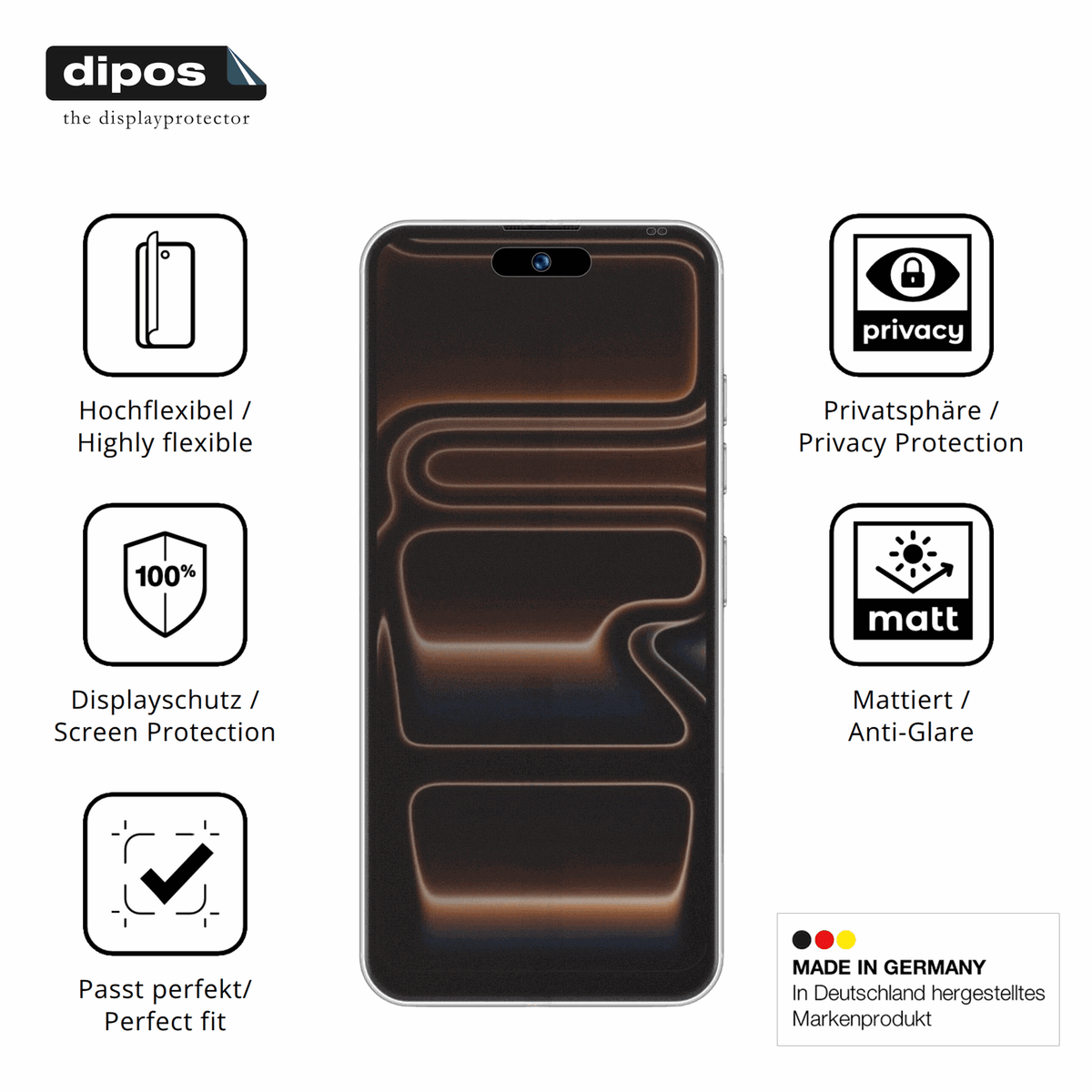 Flexible TPU-Folie passend zugeschnitten für Peace Nova 17 Pro, mit Privatsphäre-Schutz durch Sichtschutz-Folie