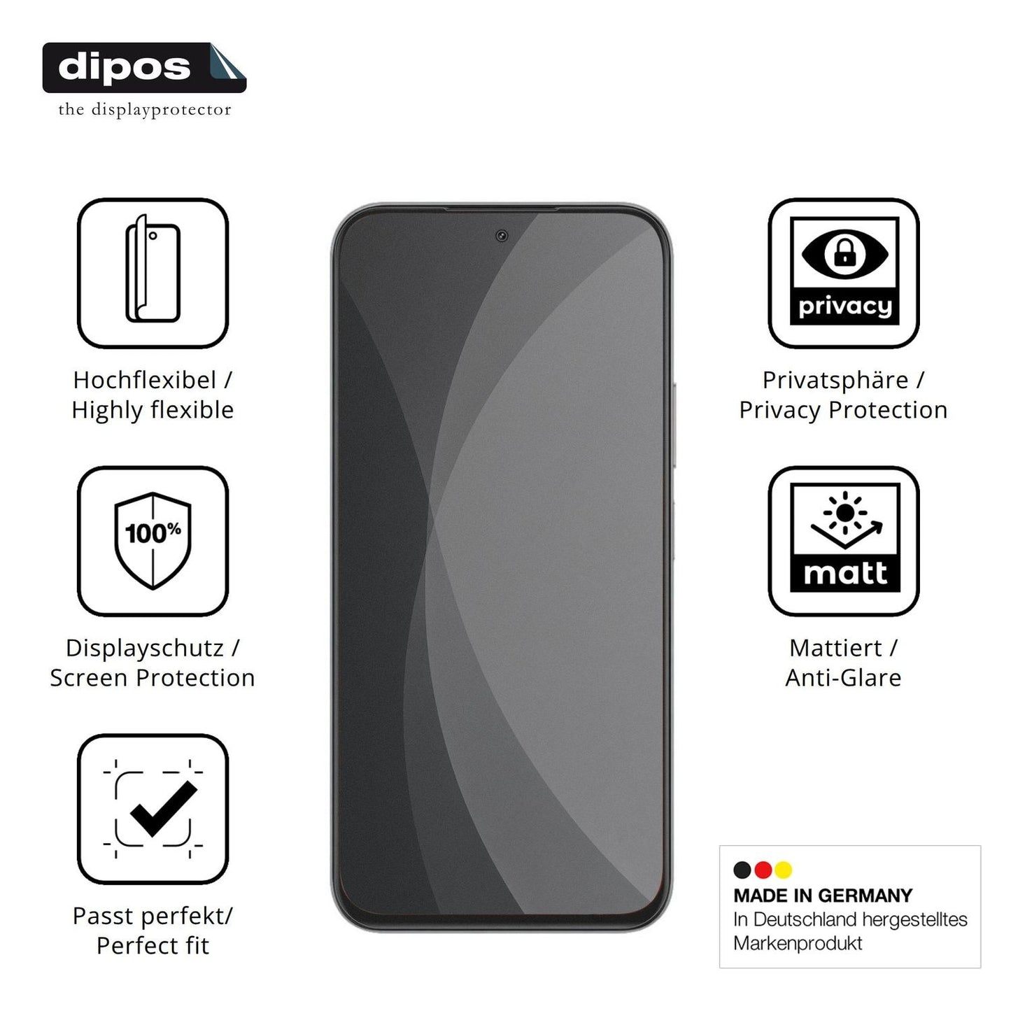 Flexible TPU-Folie passend zugeschnitten für Realme Narzo 100x 5G, mit Privatsphäre-Schutz durch Sichtschutz-Folie
