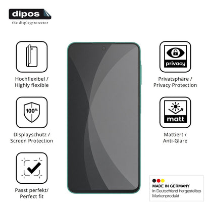 Flexible TPU-Folie passend zugeschnitten für Samsung Galaxy F70 Pro 5G, mit Privatsphäre-Schutz durch Sichtschutz-Folie