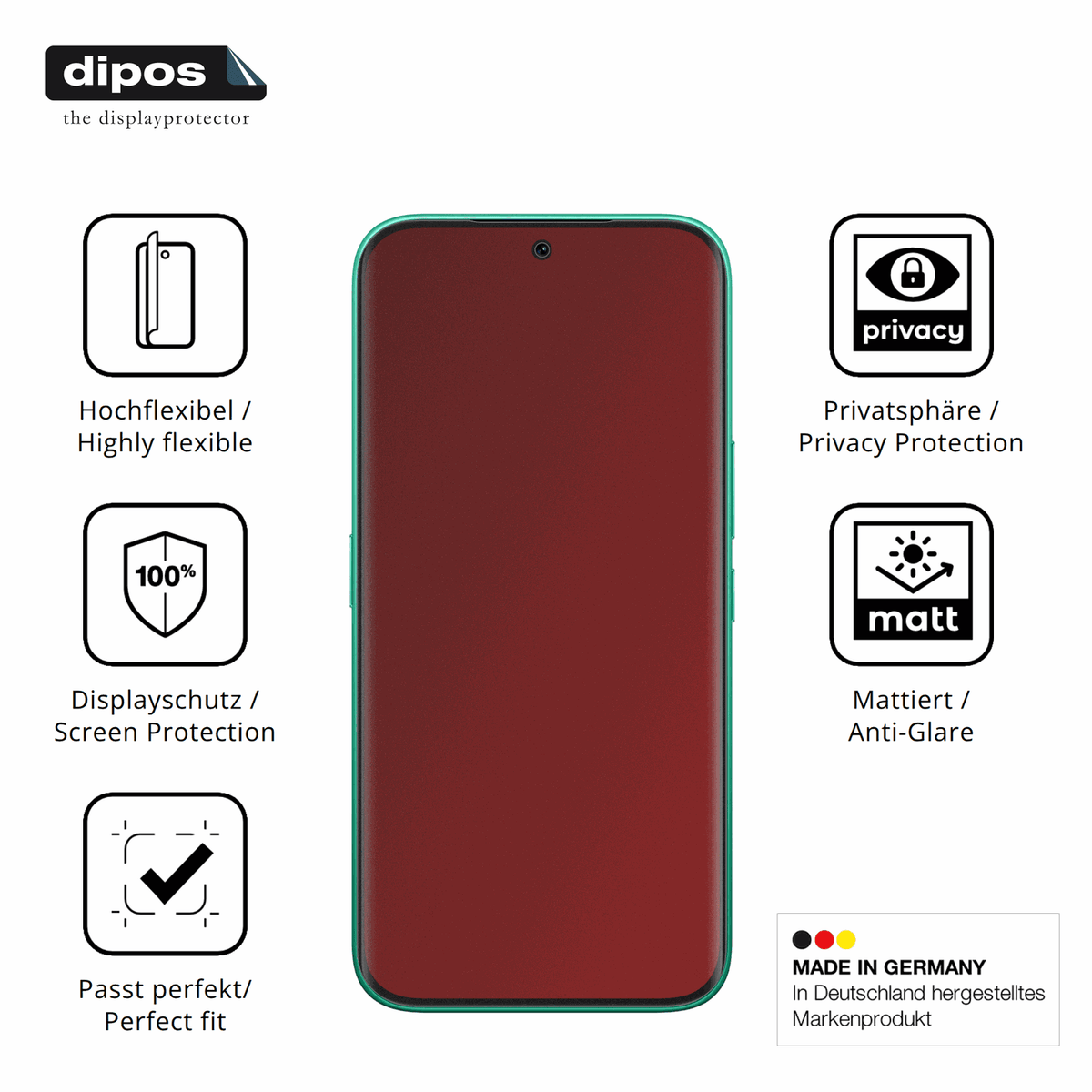 Flexible TPU-Folie passend zugeschnitten für Tecno Camon 50 Pro, mit Privatsphäre-Schutz durch Sichtschutz-Folie