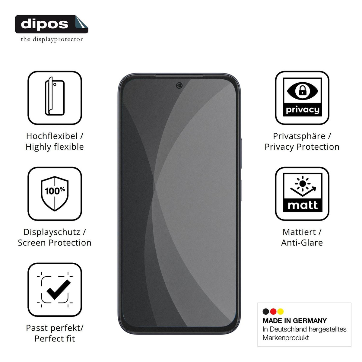 Flexible TPU-Folie passend zugeschnitten für Vivo G5i, mit Privatsphäre-Schutz durch Sichtschutz-Folie
