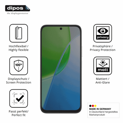 Flexible TPU-Folie passend zugeschnitten f�r Vivo Y31d, mit Privatsph�re-Schutz durch Sichtschutz-Folie