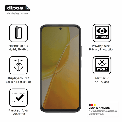 Flexible TPU-Folie passend zugeschnitten für Vivo Y51 Pro 5G, mit Privatsphäre-Schutz durch Sichtschutz-Folie