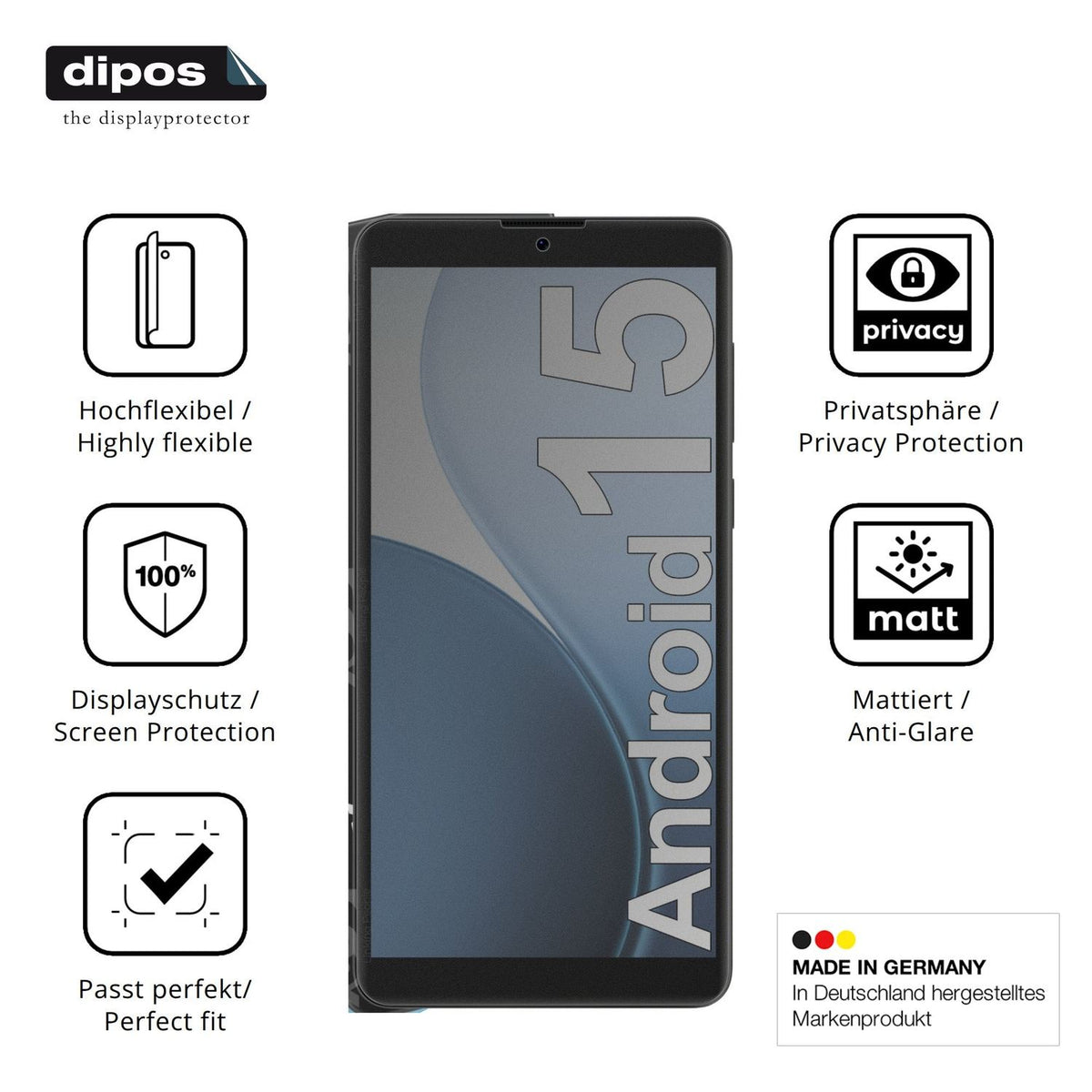 Flexible TPU-Folie passend zugeschnitten für XGODY X33, mit Privatsphäre-Schutz durch Sichtschutz-Folie