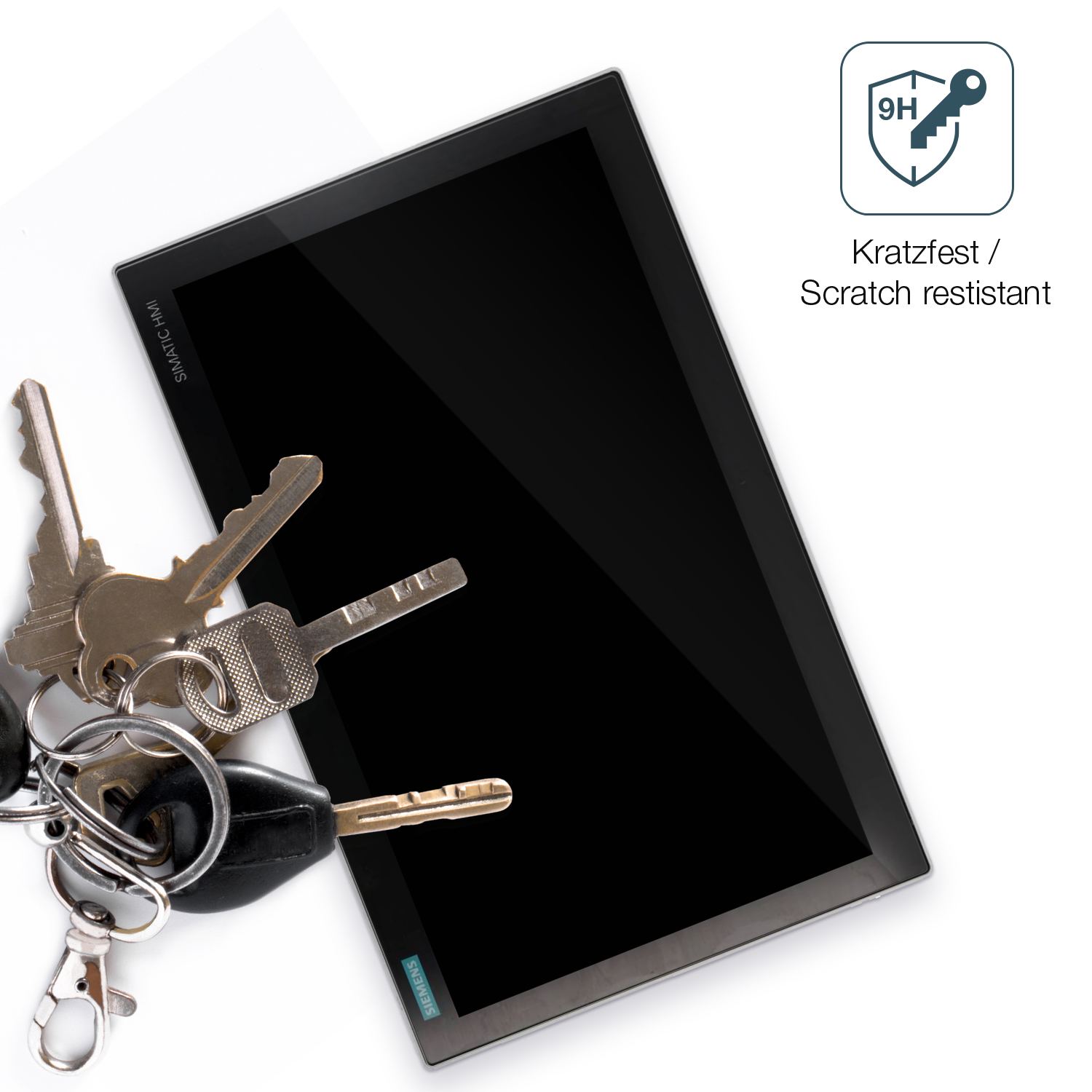 dipos Displayschutz für Siemens IPC 477E, transparente Oberfläche, perfekte Passform auch für die Rundungen