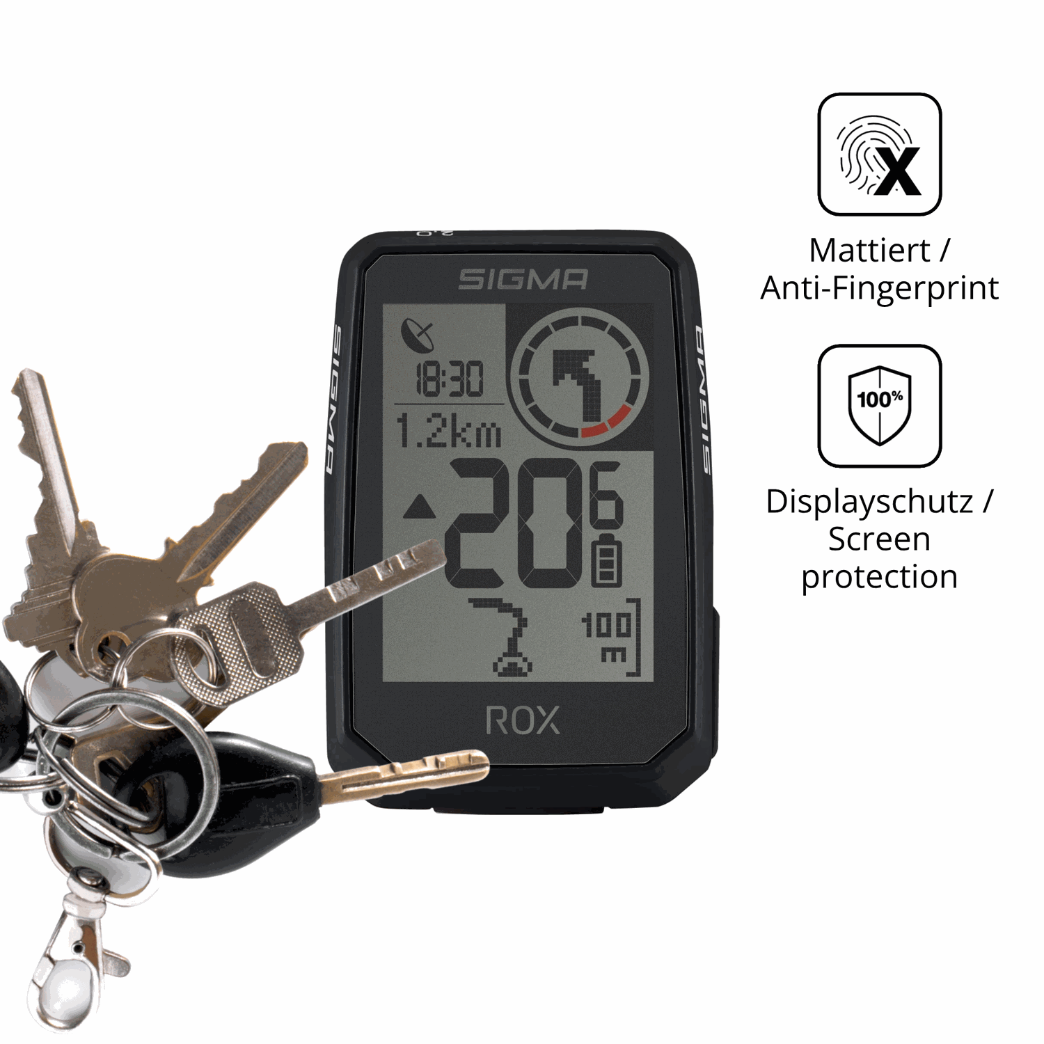 dipos Displayschutz für SIGMA ROX 2.0, mattierte Oberfläche, Blickschutzfilter und perfekter Passform