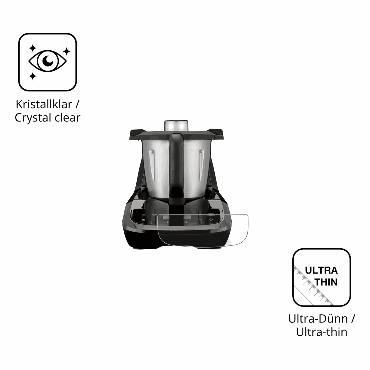 2x Schutzfolie klar für SilverCrest Monsieur Cuisine compact SMCC 1100 A1 Display-Schutzfolie