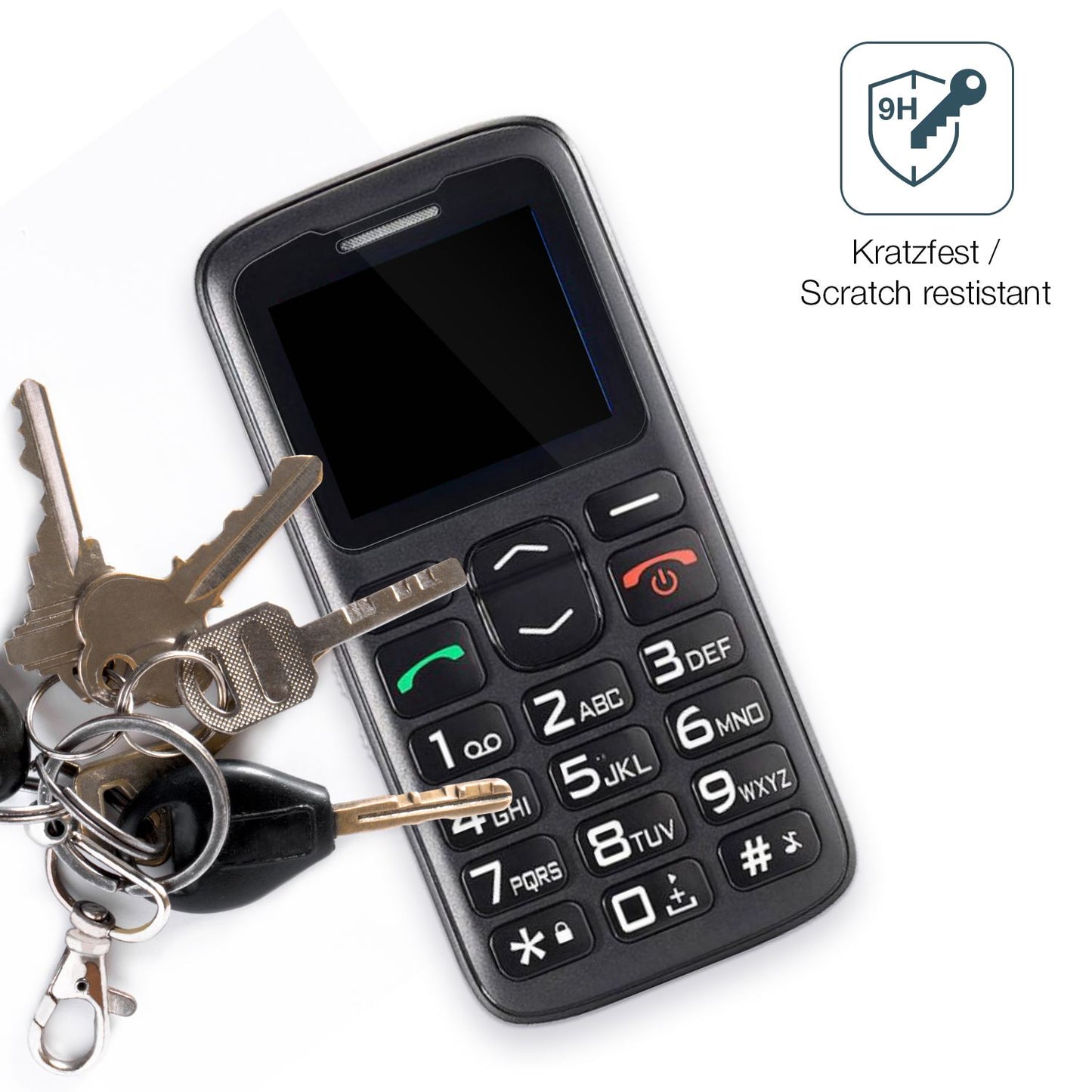 dipos Displayschutz für Simvalley Senioren mobile, transparente Oberfläche, perfekte Passform auch für die Rundungen
